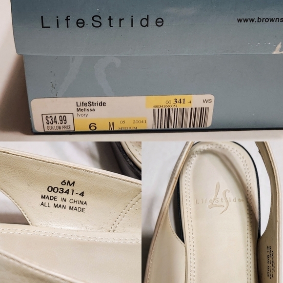 Life Stride Melissa Faux Leather Slingback Sandal Ivory Size 6 - Picture 10 of 10